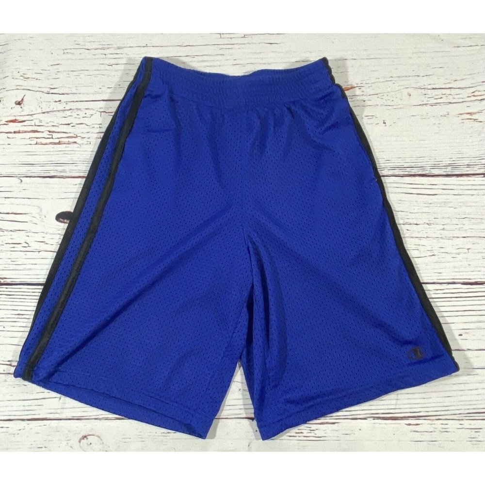 Champion Boys Shorts Sz Large 10 / 12 Blue Athletic Sports Basketball Gym EUC